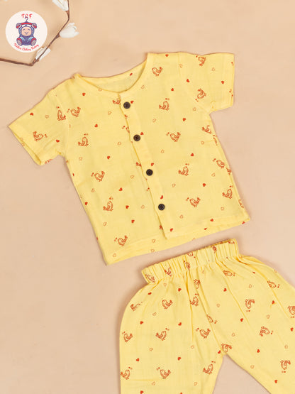 Yellow - Unisex Muslin Pyjama Sets