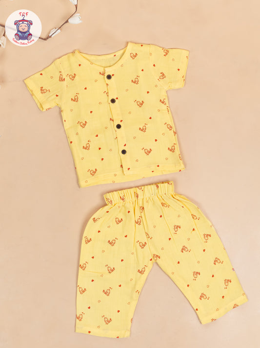 Yellow - Unisex Muslin Pyjama Sets