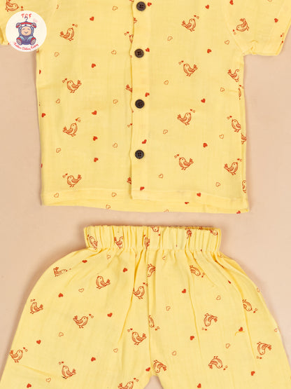 Yellow - Unisex Muslin Pyjama Sets