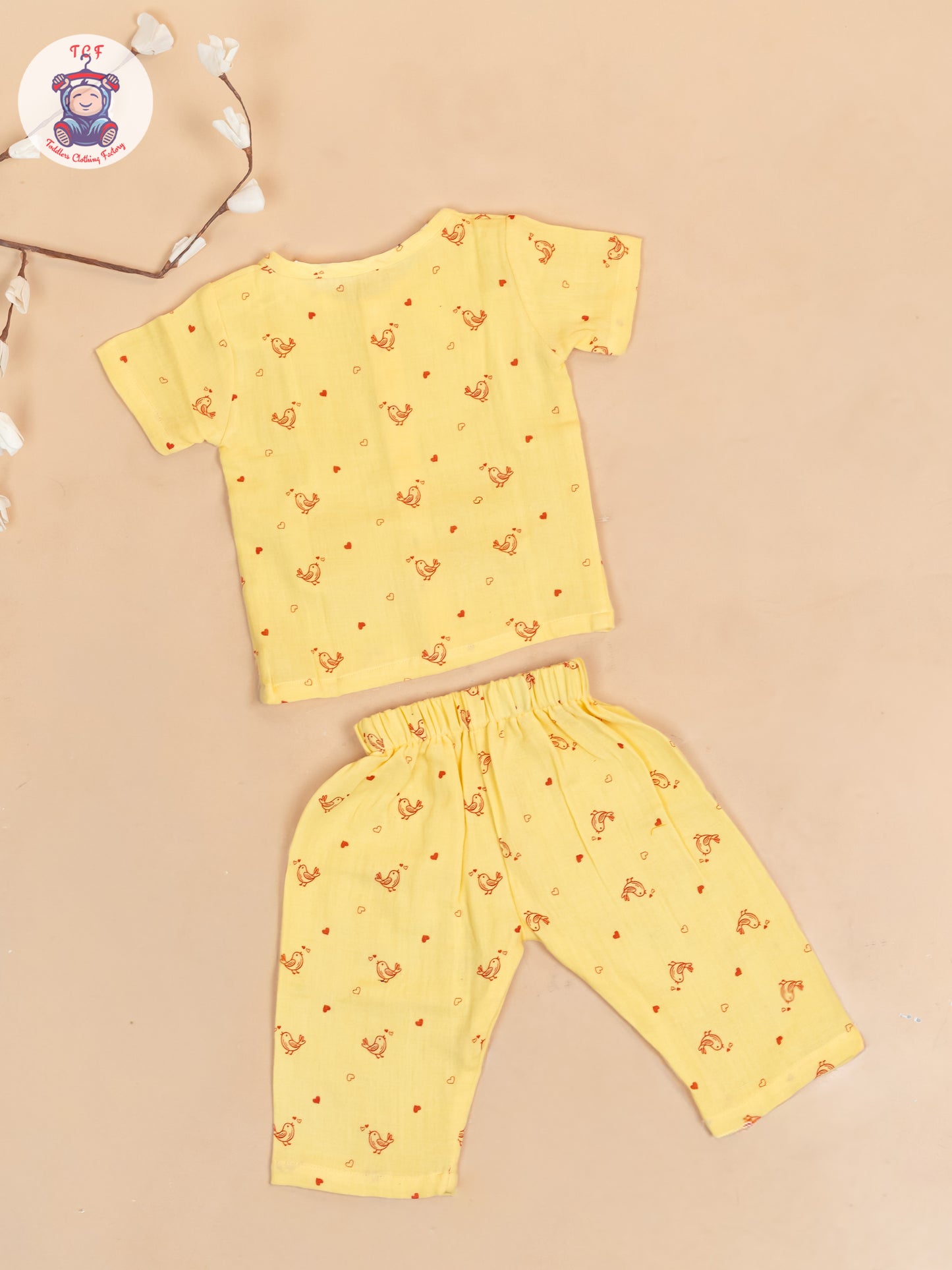Yellow - Unisex Muslin Pyjama Sets