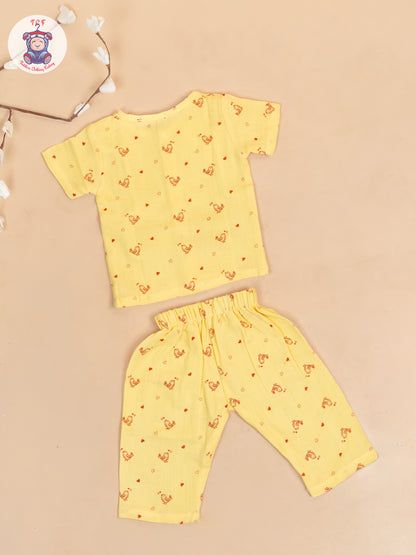 Yellow - Unisex Muslin Pyjama Sets