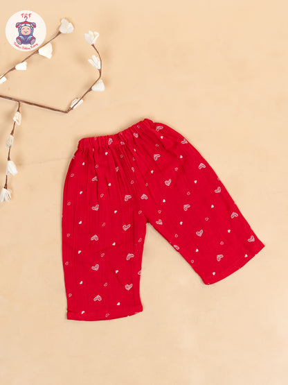 Red - Unisex Muslin Pyjama Sets