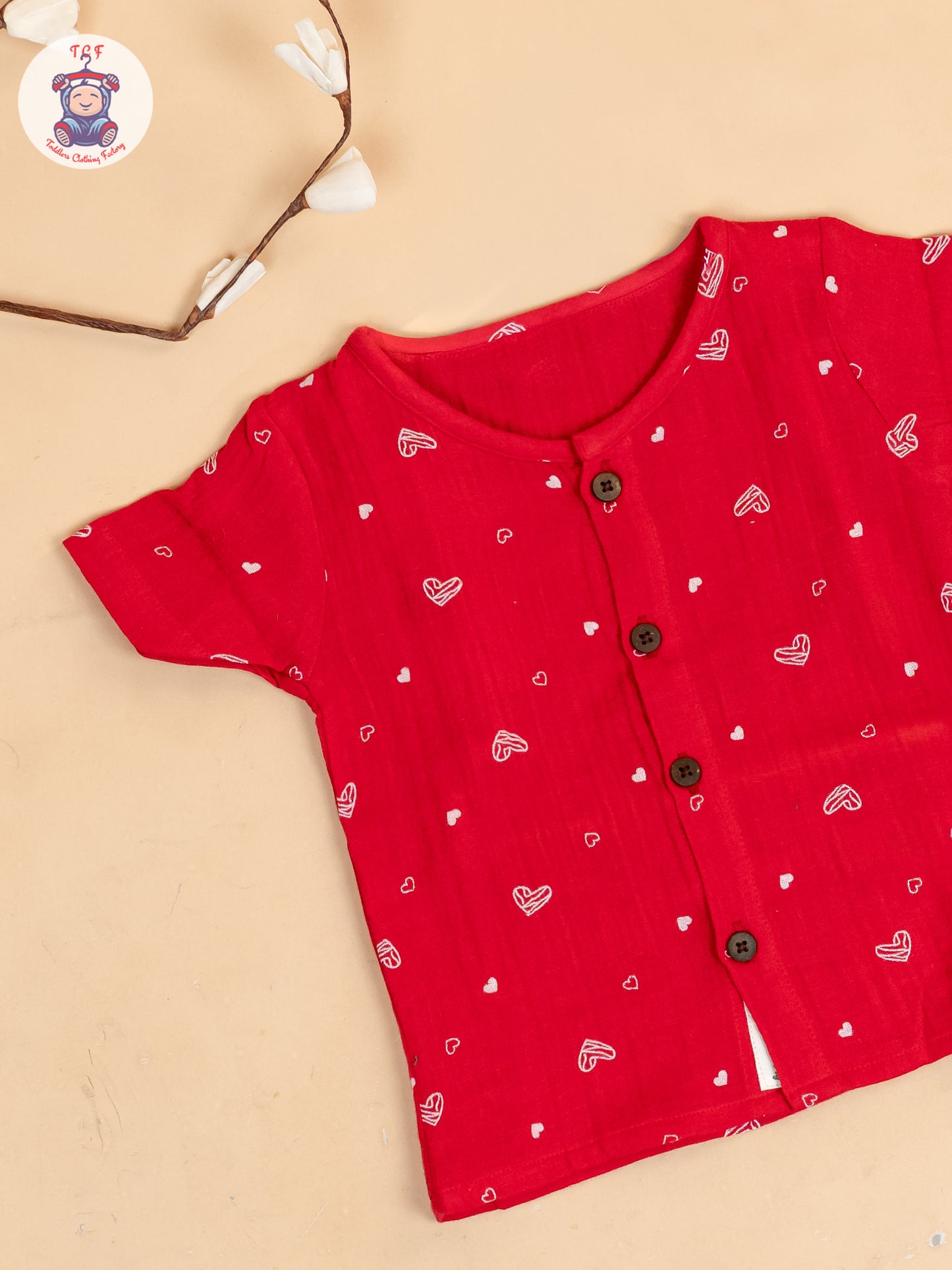 Red - Unisex Muslin Pyjama Sets