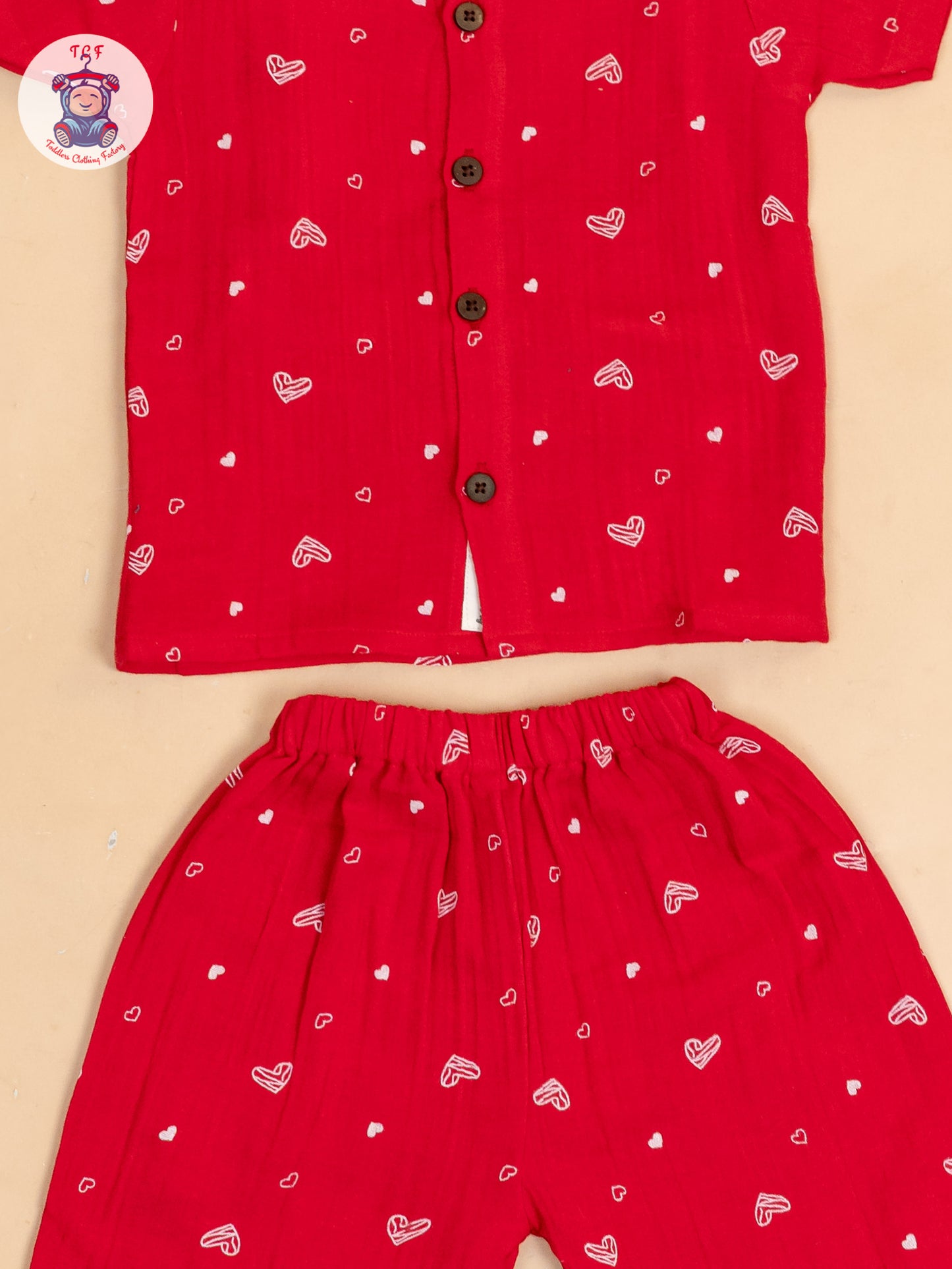 Red - Unisex Muslin Pyjama Sets