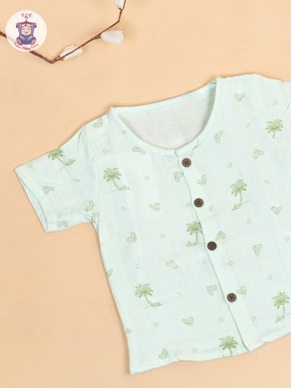 Pista Green - Unisex Muslin Pyjama Sets
