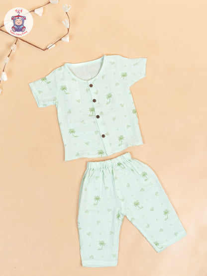 Pista Green - Unisex Muslin Pyjama Sets