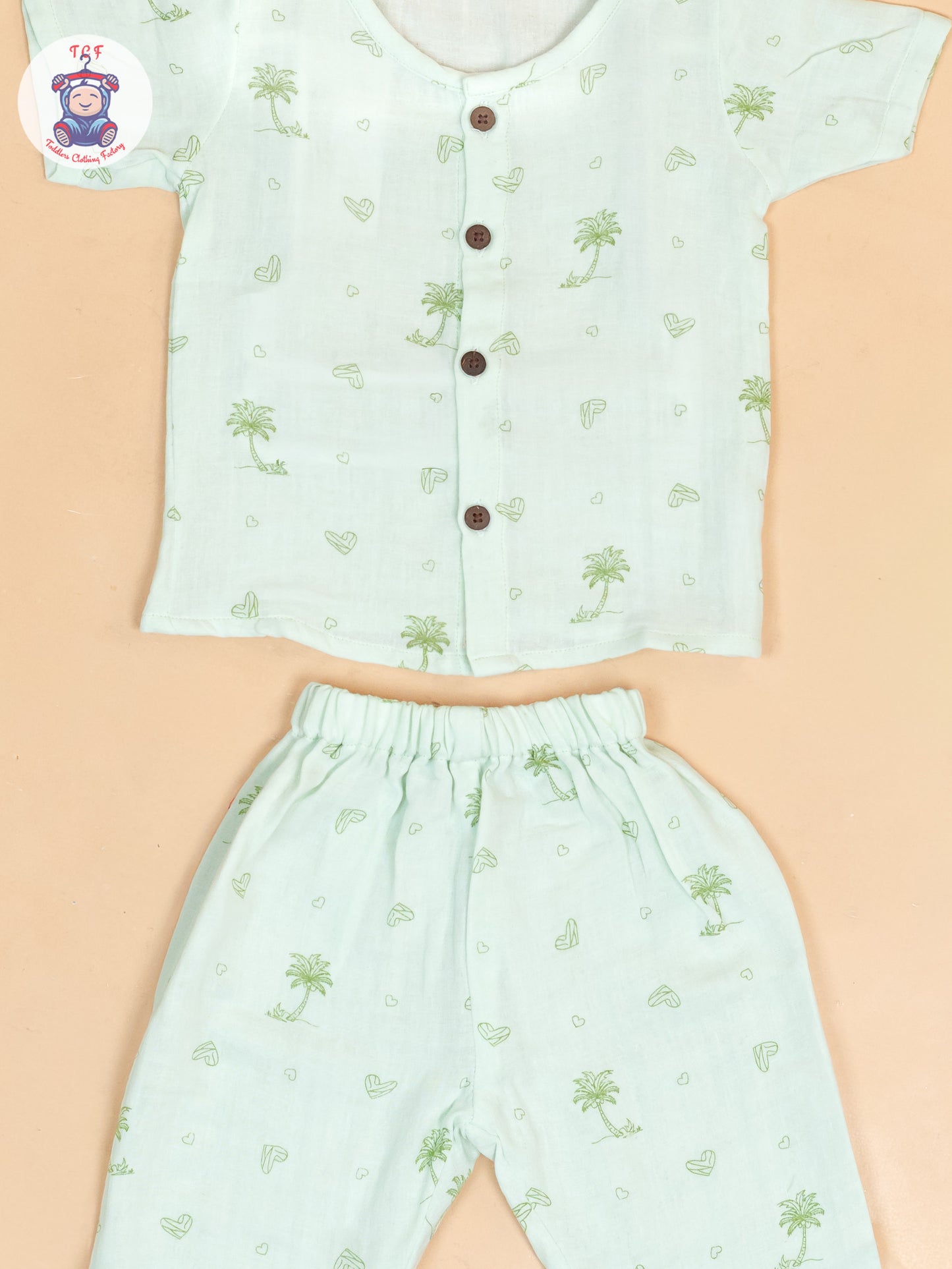Pista Green - Unisex Muslin Pyjama Sets