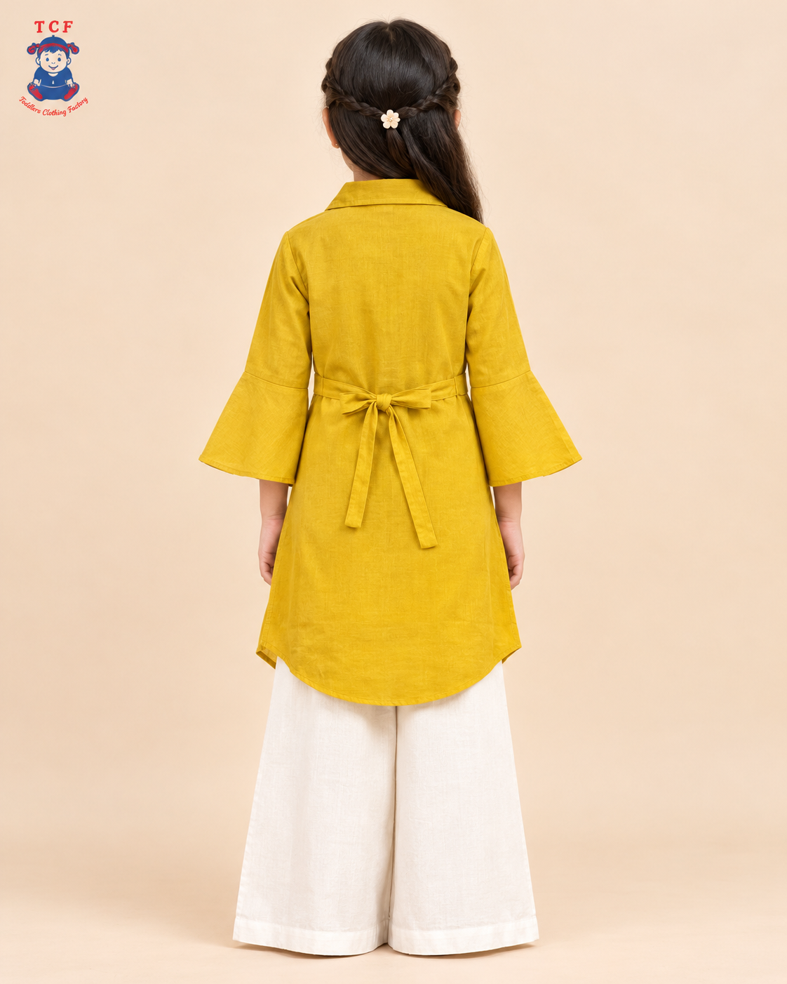 Golden Bloom – Girls’ Printed Kurta & Palazzo Set