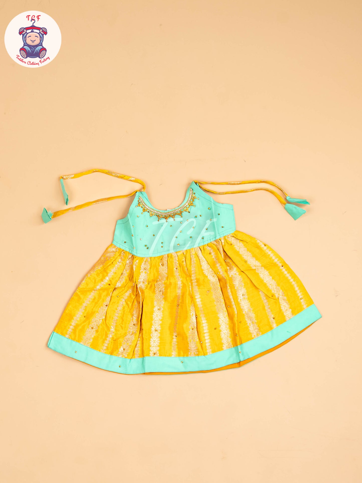Pastel Green & Yellow - New Born Frock