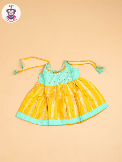 Pastel Green & Yellow - New Born Frock