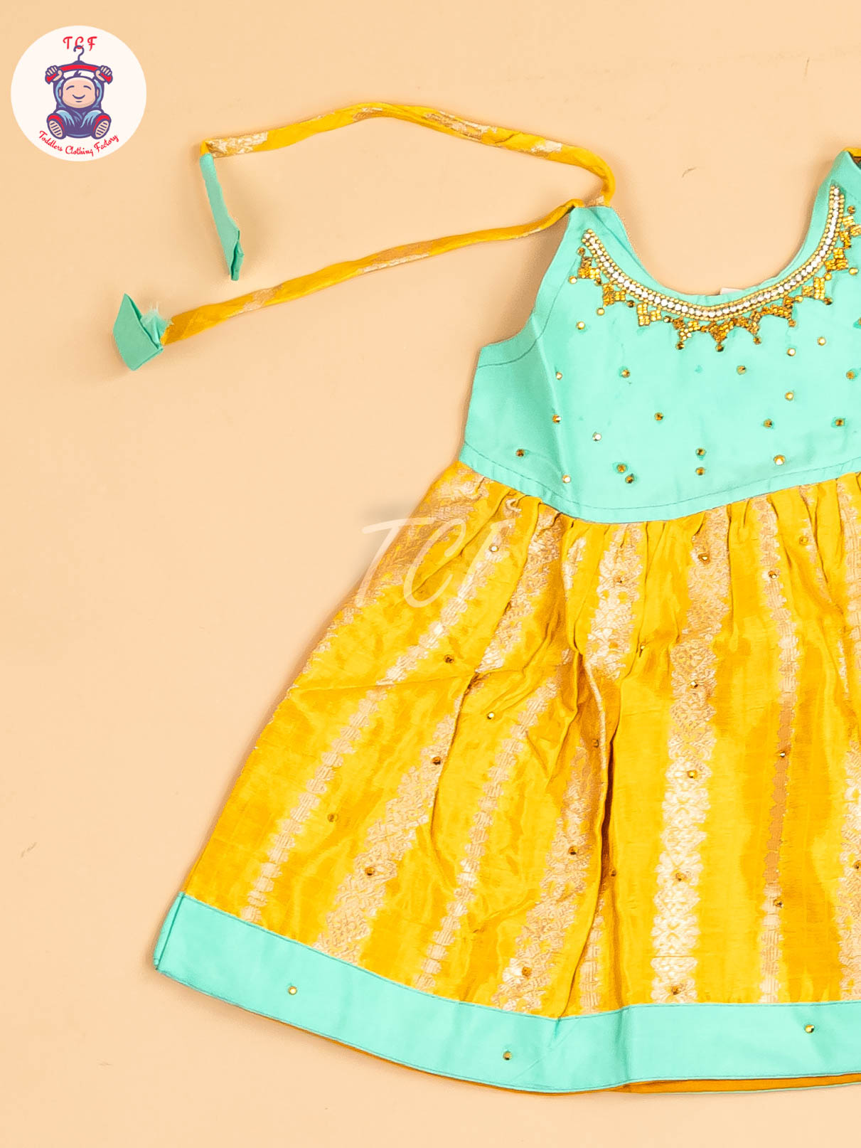 Pastel Green & Yellow - New Born Frock