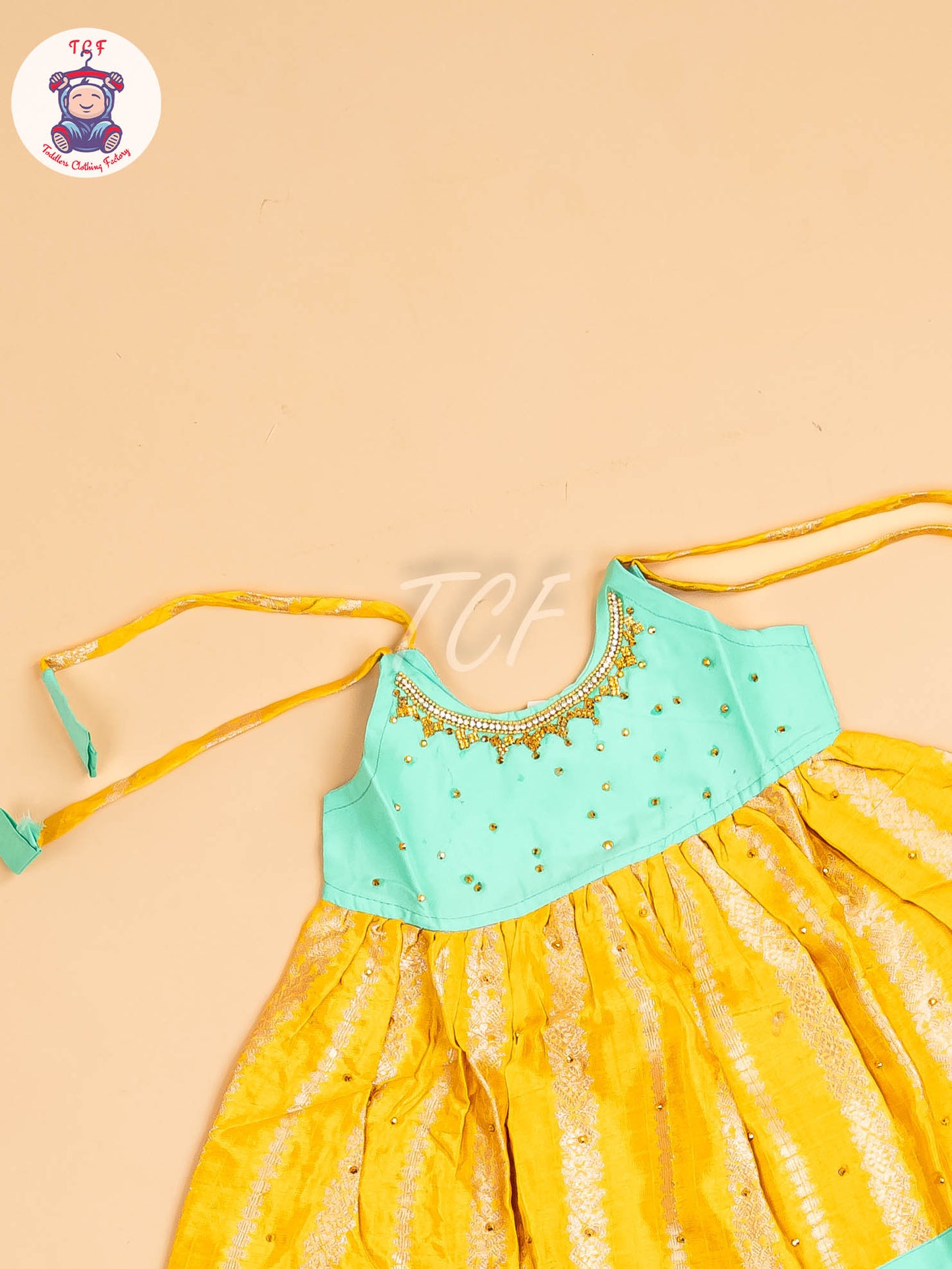 Pastel Green & Yellow - New Born Frock