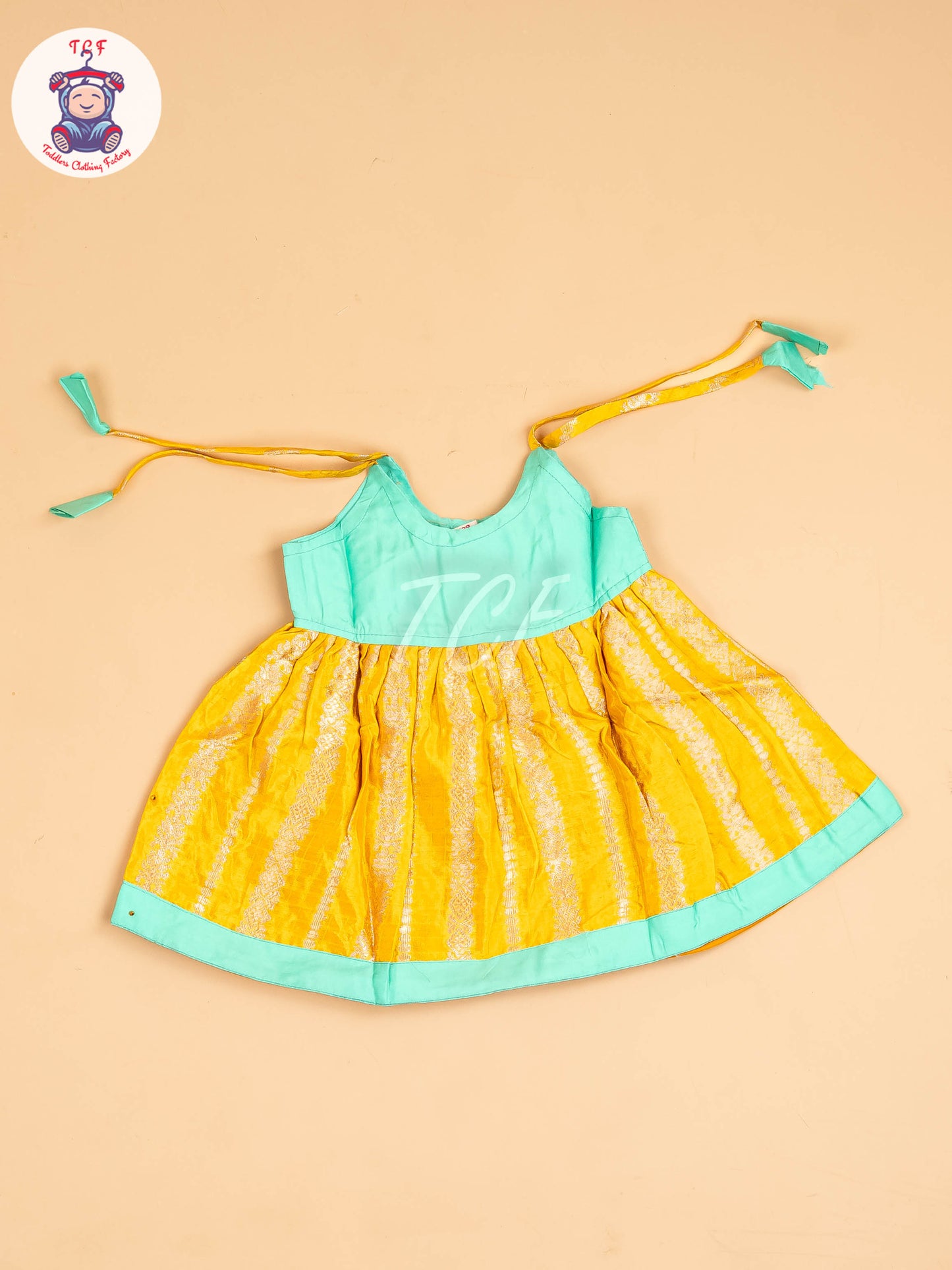 Pastel Green & Yellow - New Born Frock