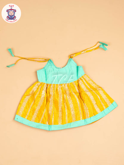 Pastel Green & Yellow - New Born Frock