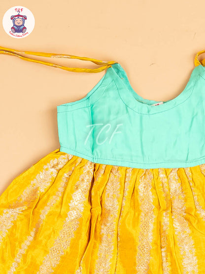 Pastel Green & Yellow - New Born Frock