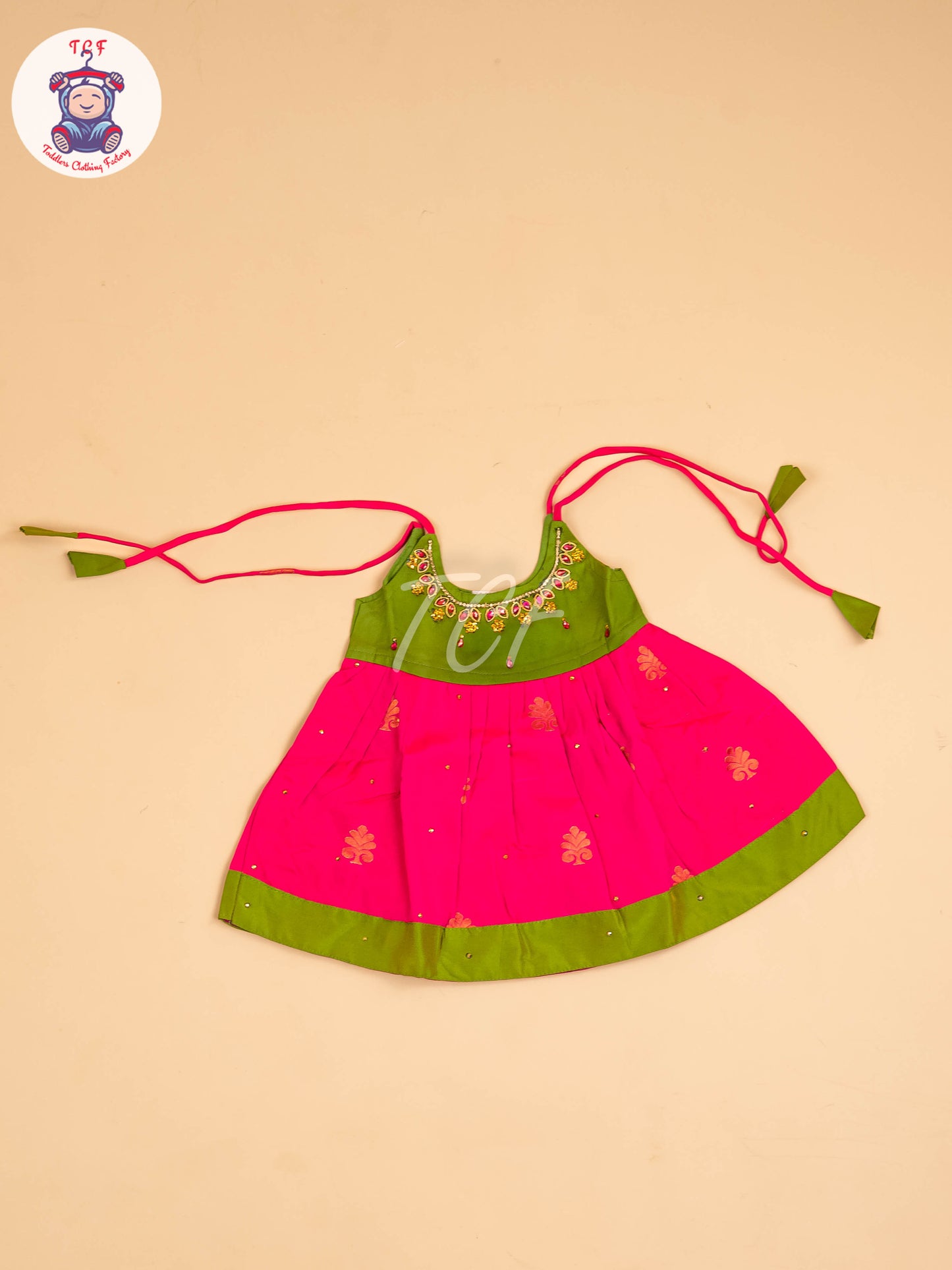Green & Pink - New Born Frock