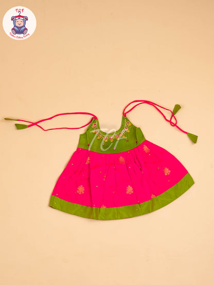 Green & Pink - New Born Frock