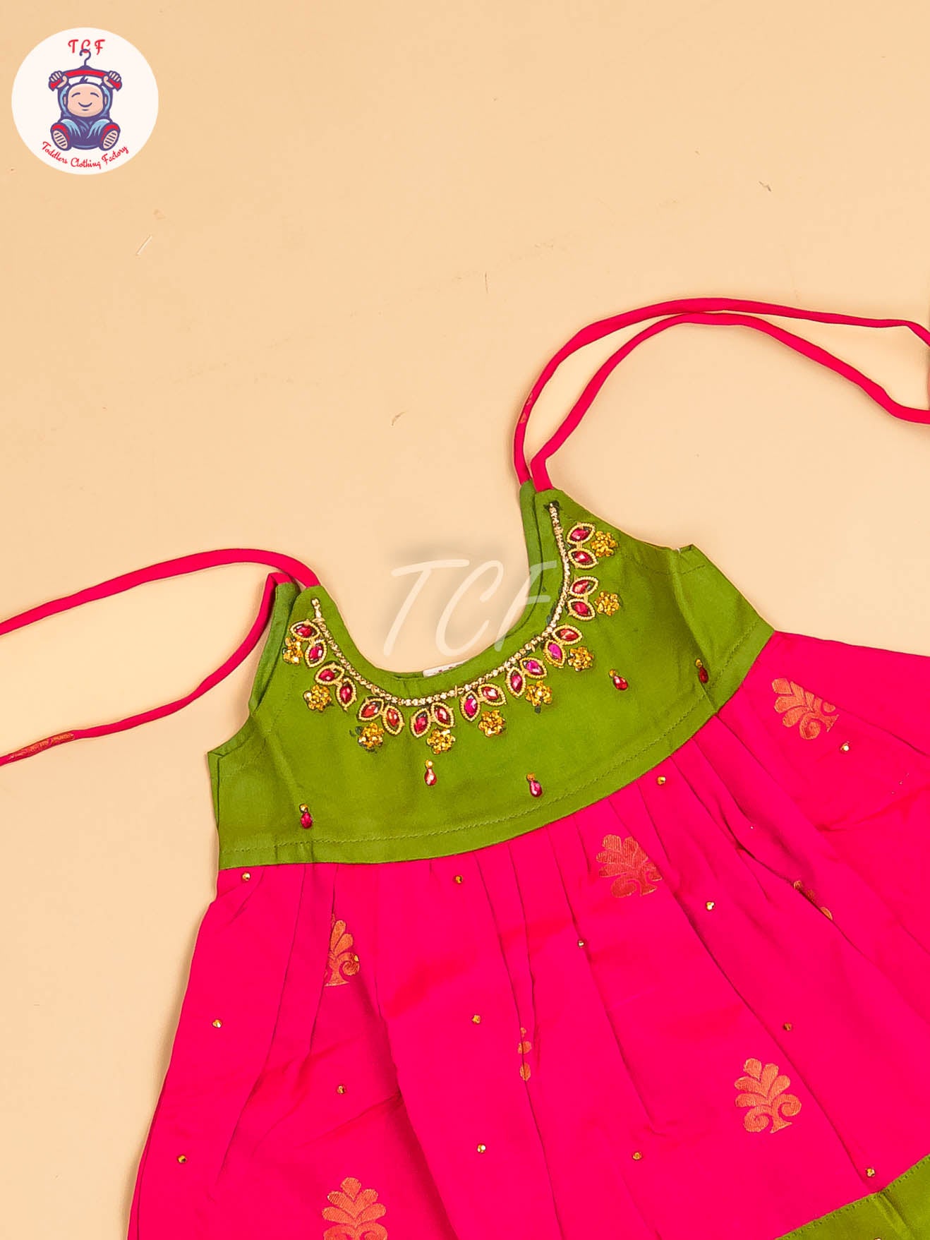 Green & Pink - New Born Frock