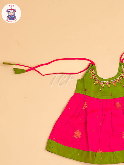 Green & Pink - New Born Frock