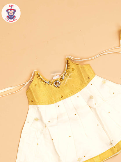 Gold & Half White - New Born Frock