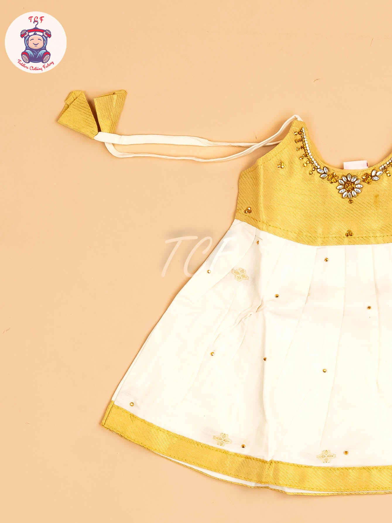 Gold & Half White - New Born Frock