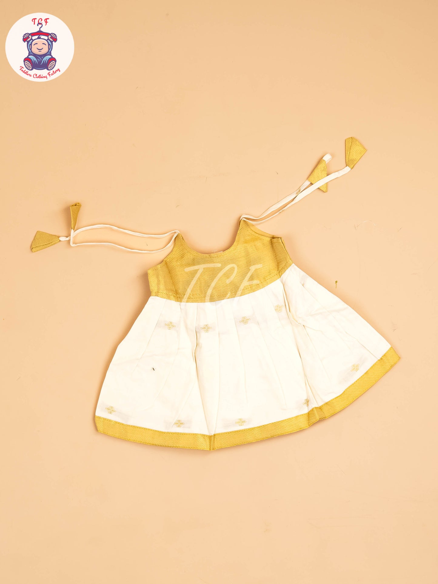 Gold & Half White - New Born Frock