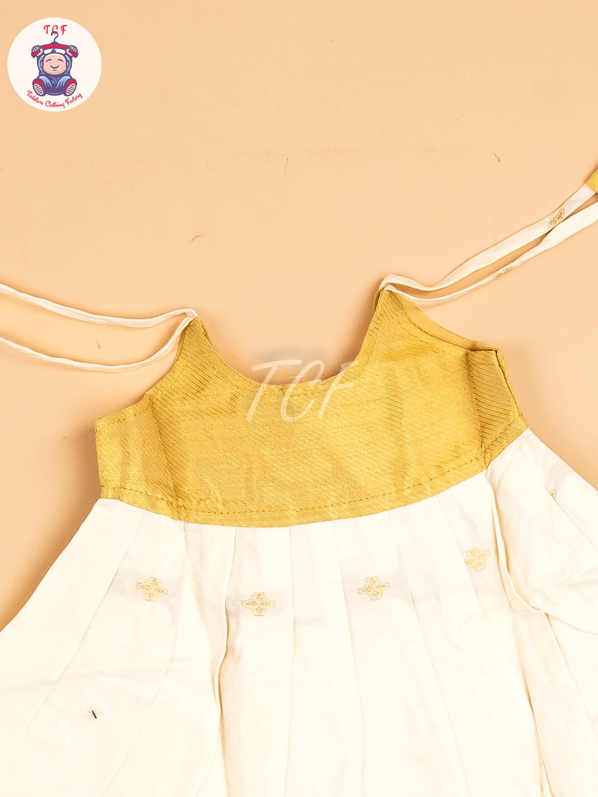 Gold & Half White - New Born Frock