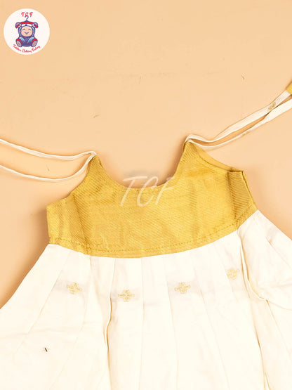 Gold & Half White - New Born Frock