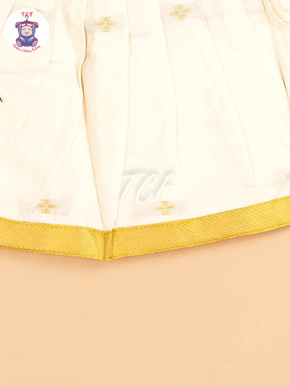 Gold & Half White - New Born Frock