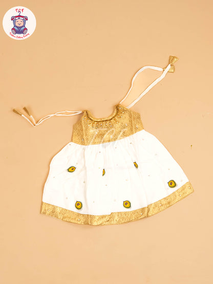 Gold & Half White - New Born Frock