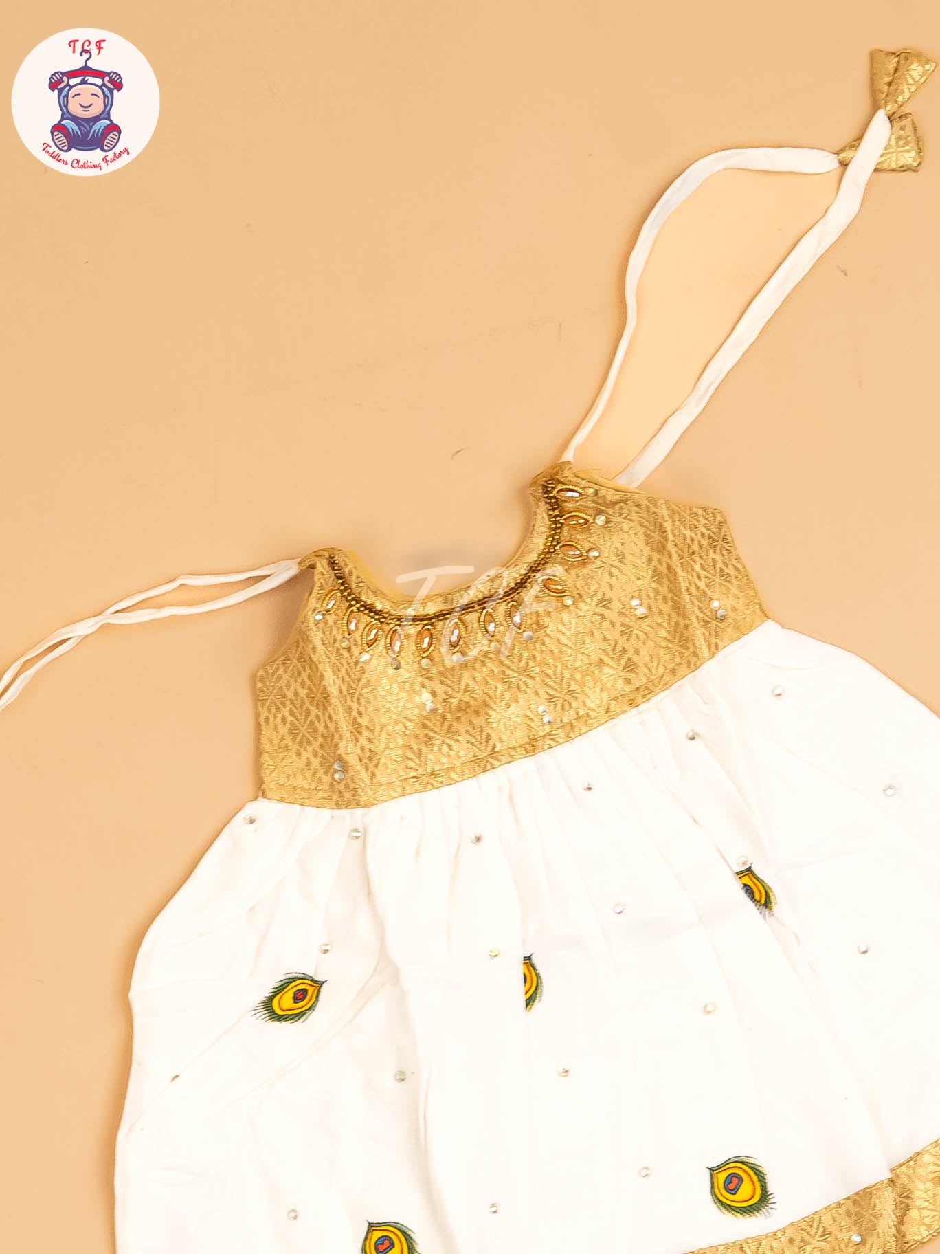 Gold & Half White - New Born Frock