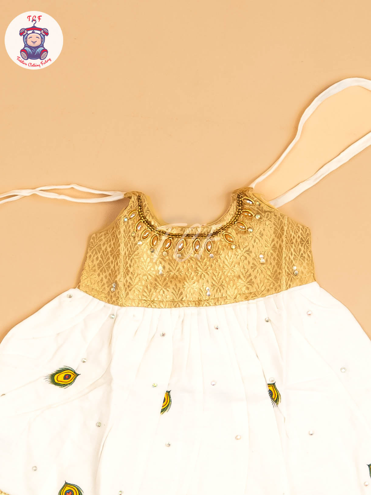 Gold & Half White - New Born Frock