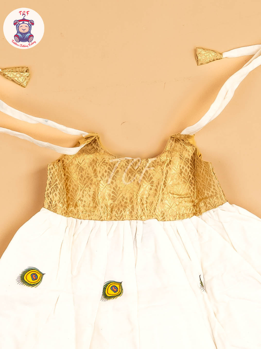 Gold & Half White - New Born Frock