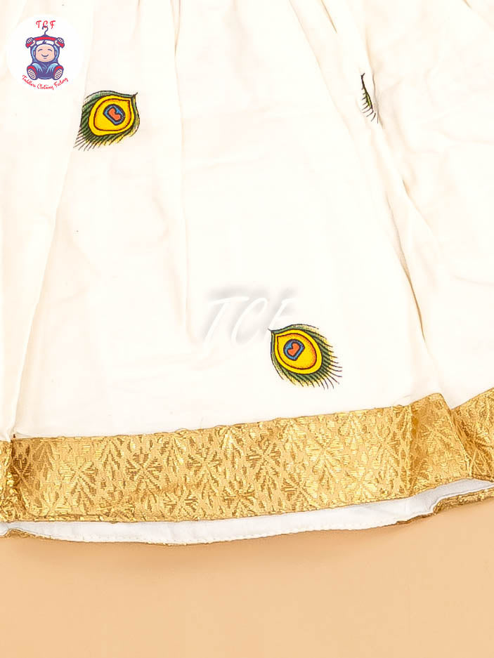 Gold & Half White - New Born Frock