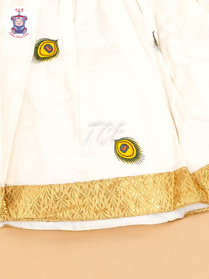 Gold & Half White - New Born Frock