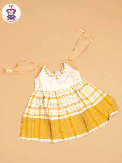 Half White & Gold - New Born Frock