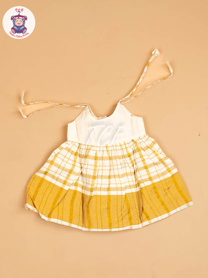 Half White & Gold - New Born Frock