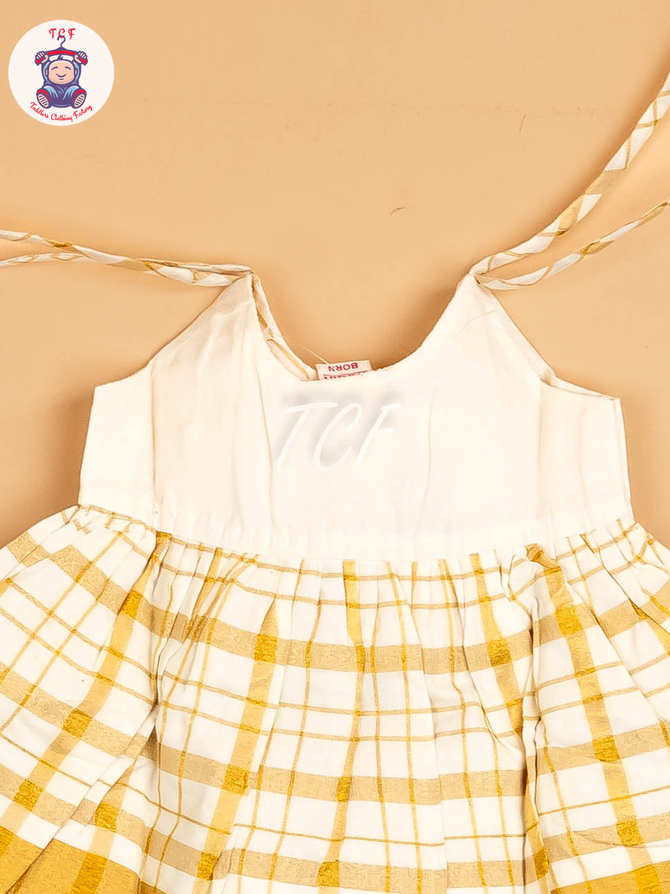 Half White & Gold - New Born Frock