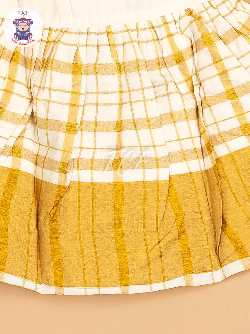 Half White & Gold - New Born Frock