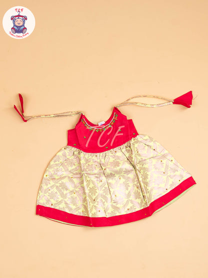 Pink & Lite Green - New Born Frock