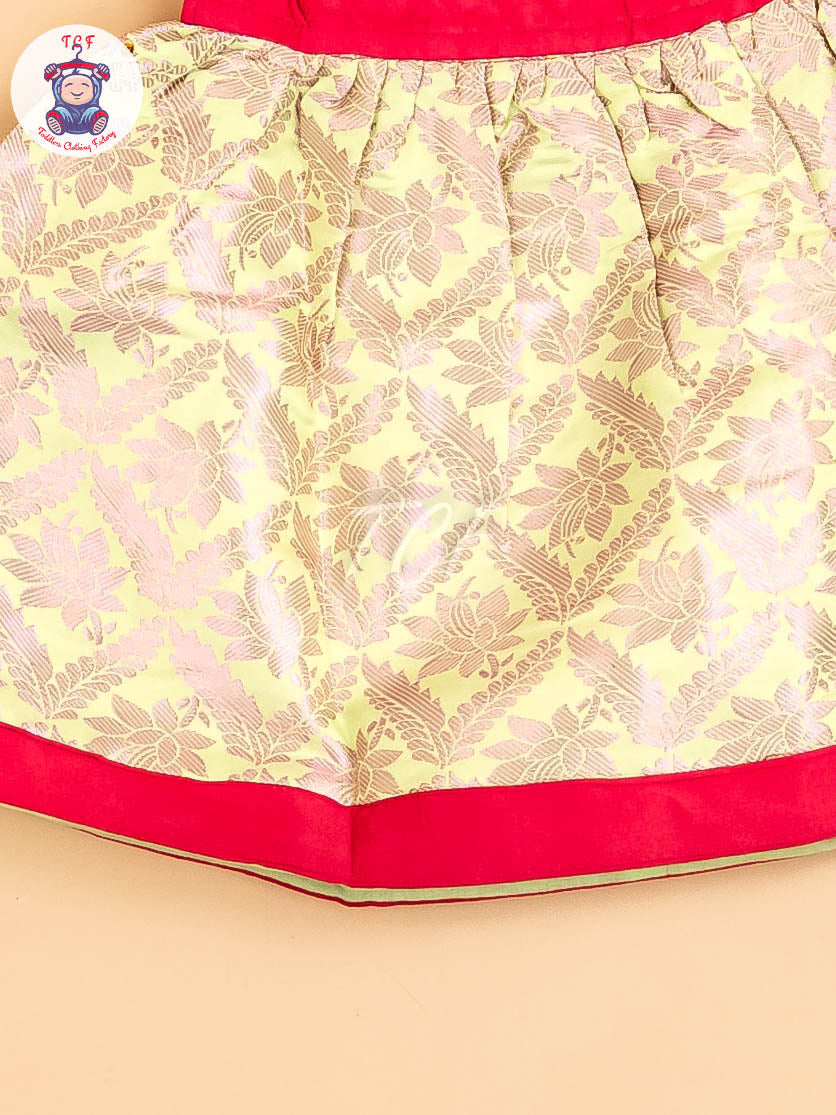 Pink & Lite Green - New Born Frock