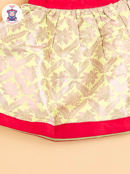 Pink & Lite Green - New Born Frock