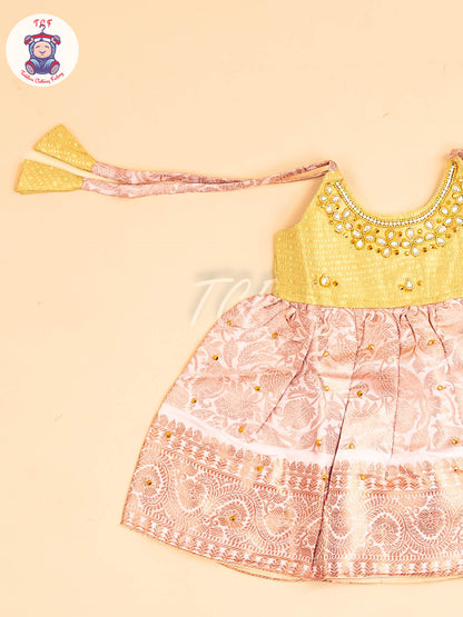 Lite Green & Lite Pink - New Born Frock