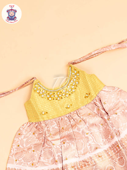 Lite Green & Lite Pink - New Born Frock