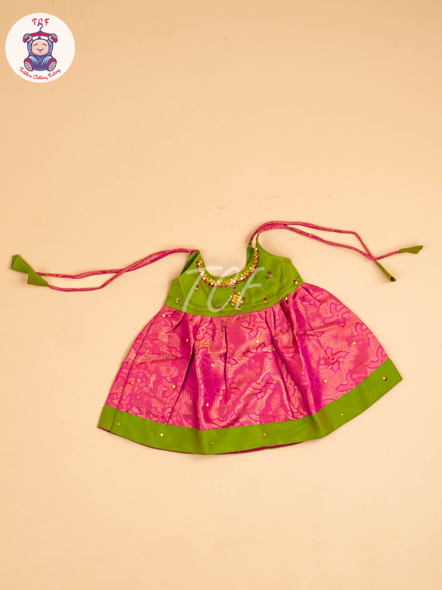 Green & Pink - New Born Frock