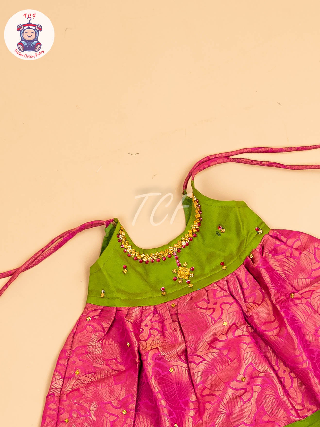 Green & Pink - New Born Frock