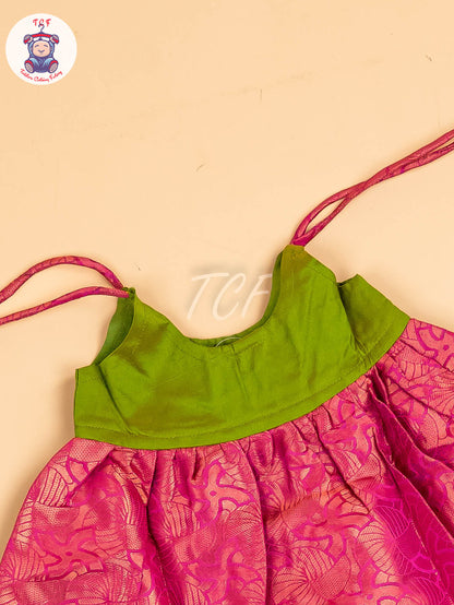 Green & Pink - New Born Frock