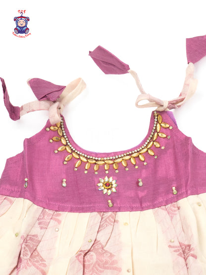 Pink & Cream - Newborn Baby Frock