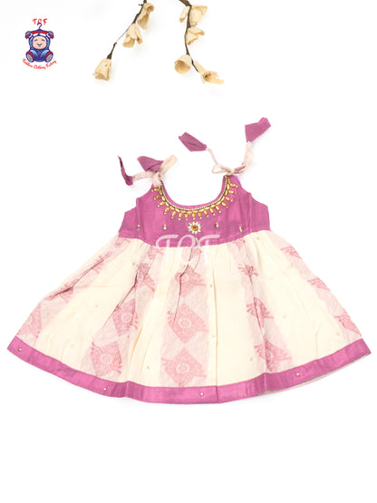Pink & Cream - Newborn Baby Frock