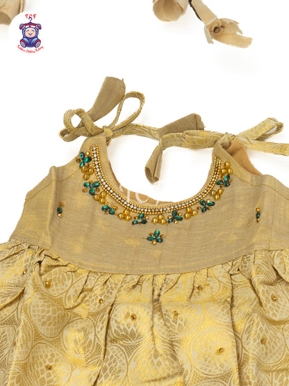 Cream & Gold - Newborn Baby Frock